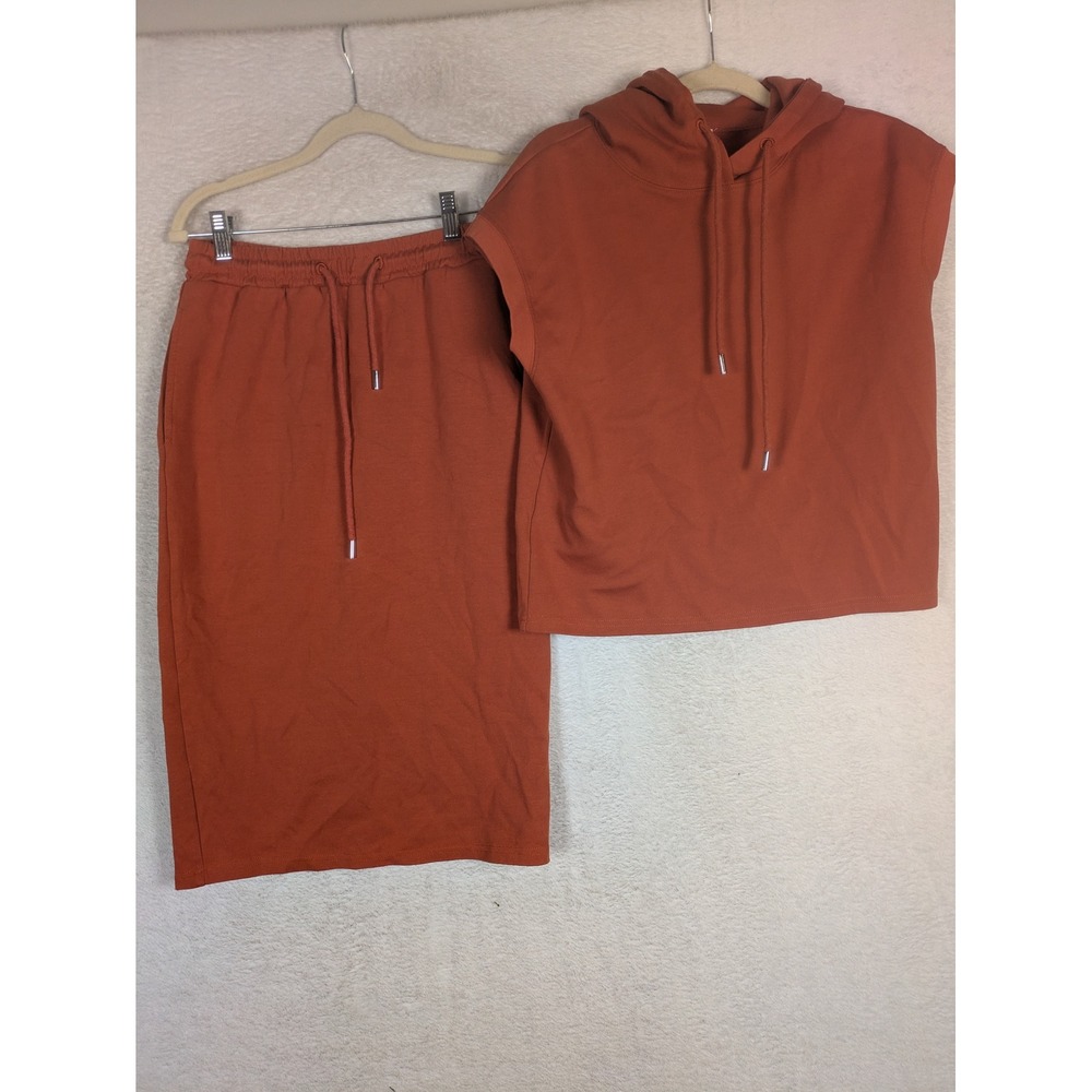 Sweet Salt Skirt Set Women's XS Burnt Orange Sleeveless Hoodie Midi Skirt 2pc